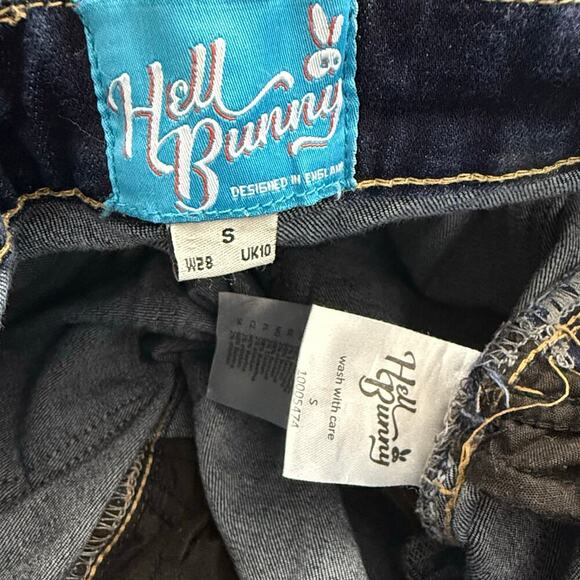 Hell Bunny Women's Bib Overalls Jeans Small Blue Stretch - Picture 3 of 16